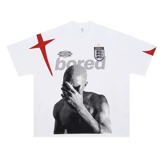 Retro color blocking patchwork badge portrait print T Shirt Unisex