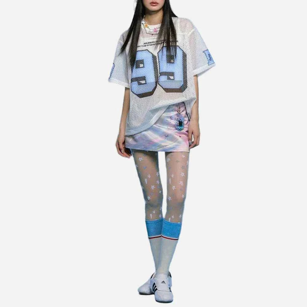 Breathable American Mesh Letter Sports T-Shirt