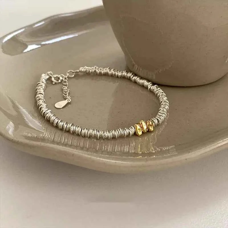 Adjustable Geometric Beads Gold String Bracelet