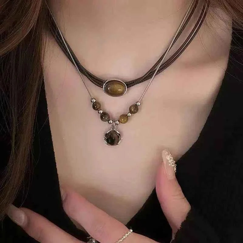 Tiger Eye Stone Pendant Necklace