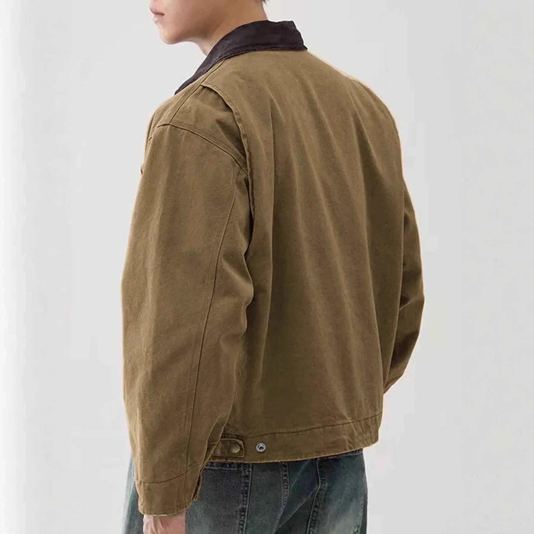 Vintage Washed Turn Down Collar Workwear Jacket