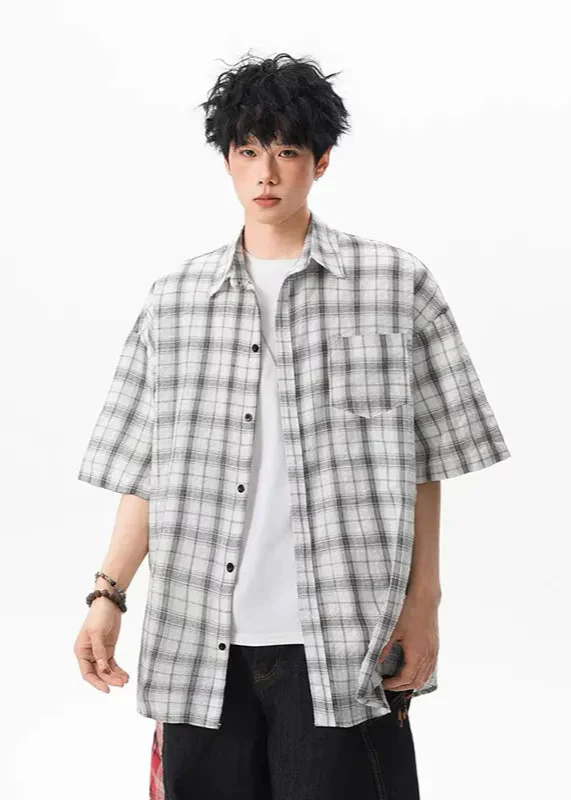 Men's Oversized Plaid Summer Casual Shirt - Luxuryurbanwear