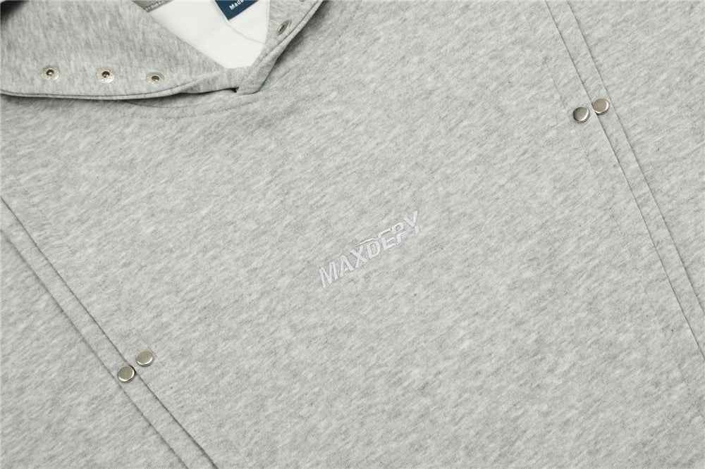 Y2K Rivet Patchwork Black Hip Hop Hooded Sweatshirt