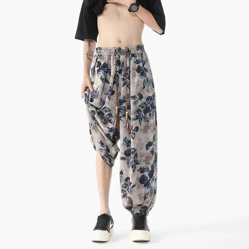 Comfortable Chinese Style Printed Harem Pants