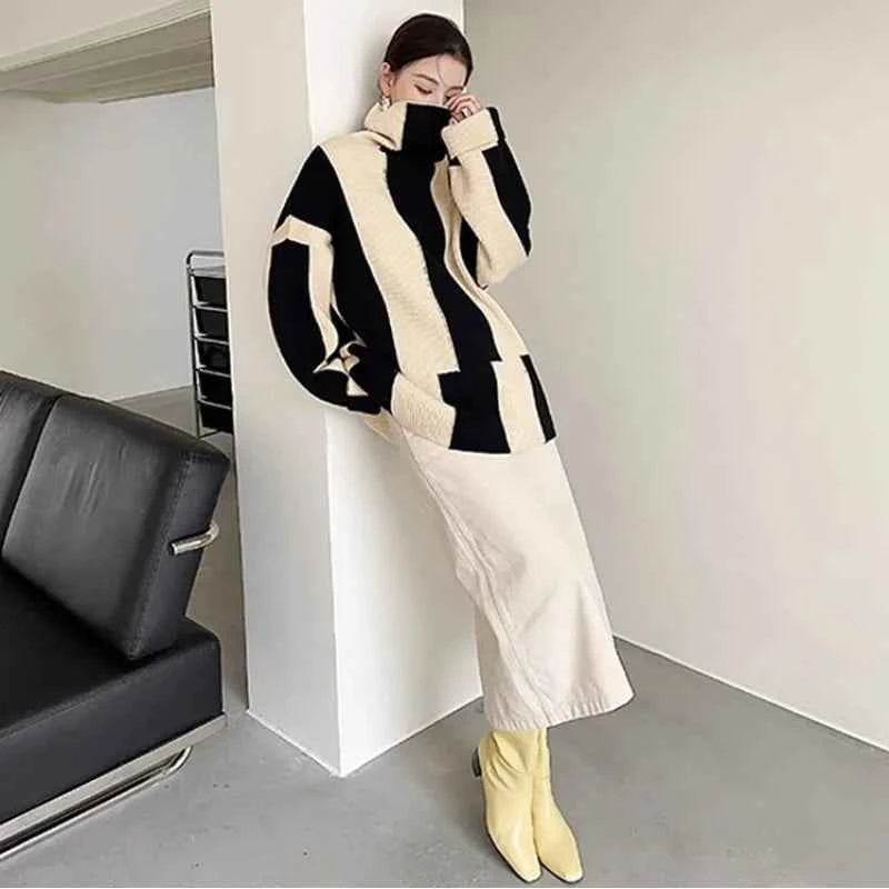 Women Retro Cozy Striped Knit Sweater