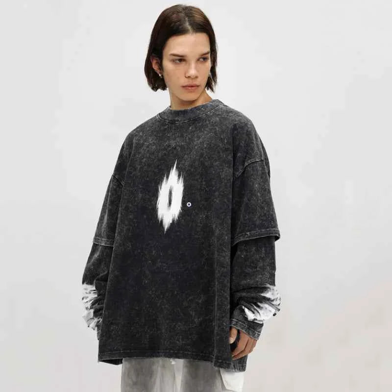 Y2K Vintage American Style Distressed Printed Sweatshirt