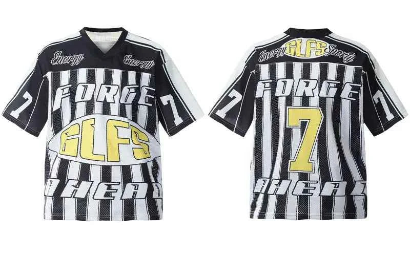 Retro Mesh Soccer Jersey Graphic Sport T-Shirt