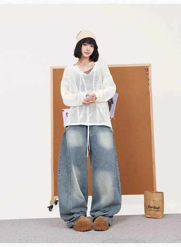 Blue Jazz Frayed Denim Long Jeans