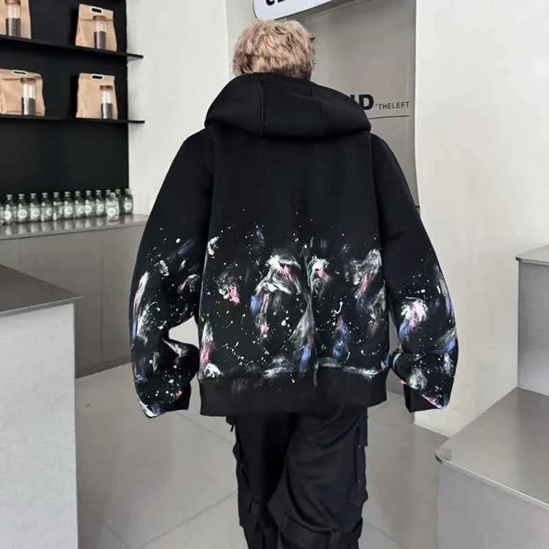 Gothic Vibrant Tie Dye Loose Hooded Sweatshirt