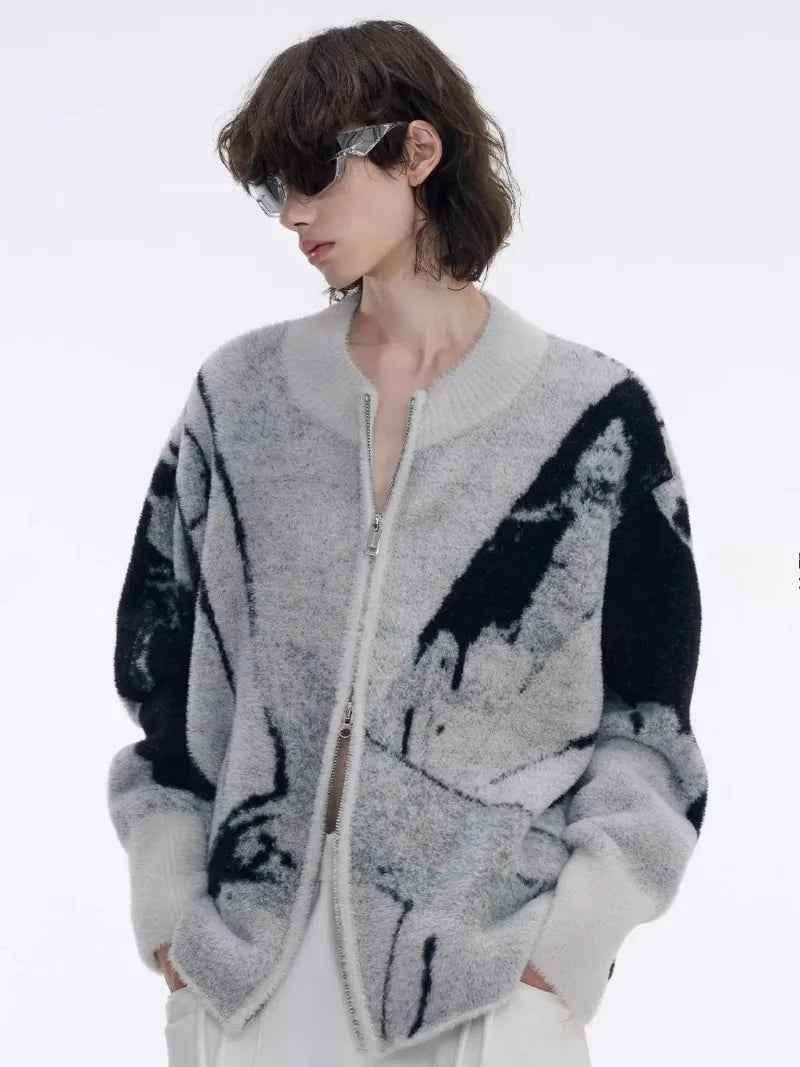 Elegant Relaxed Fit Contrast Color Knitted Sweater - Luxury Minimalist Colorblock Knit