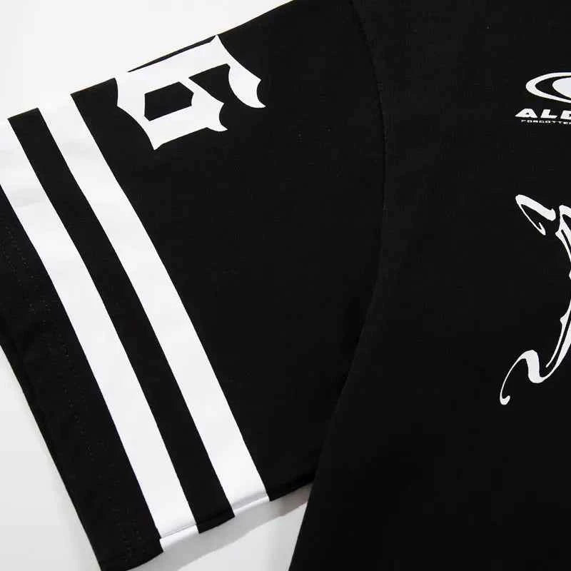 Y2K Patchwork Drawstring Graphic Short Sleeve T-Shirt