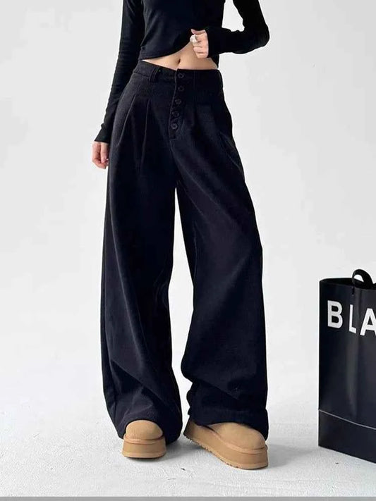 Women Vintage Corduroy Wide Leg Sweatpants