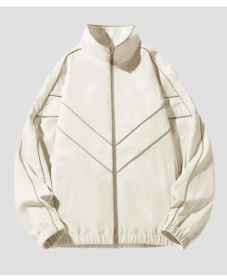 Striped White Lining With Rib sleeve Style Jacket