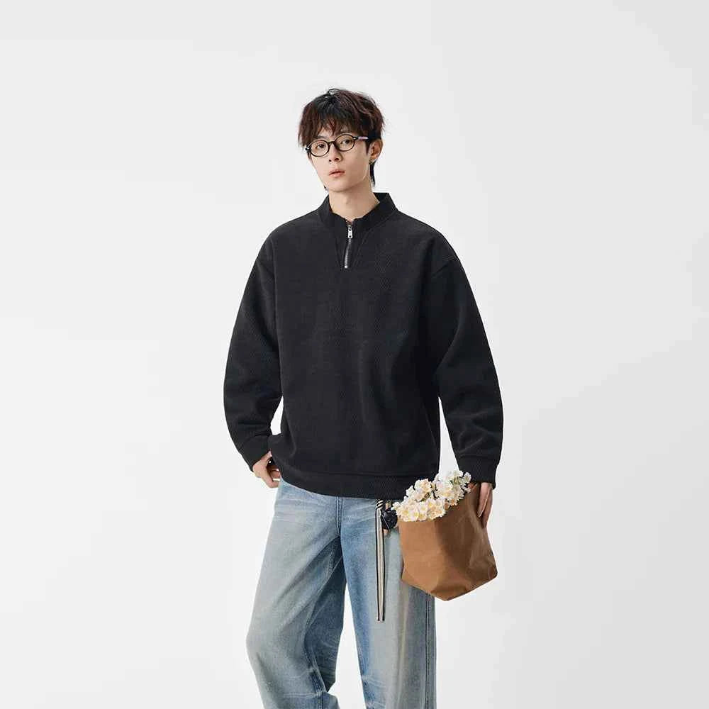 Cozy Textured Quarter Zip Sweatshirt