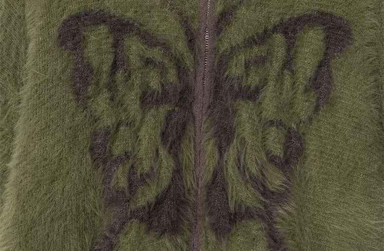 Breathable Y2K Butterfly Jacquard Kniter Cardigan