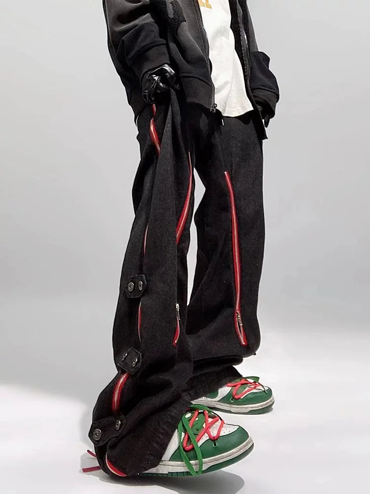 Red Striped Baggy Jeans