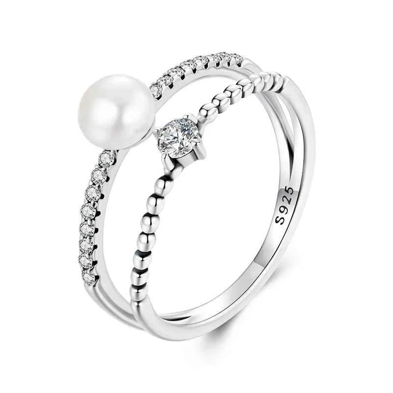Elegant Genuine Freshwater Pearl Sterling Silver Ring