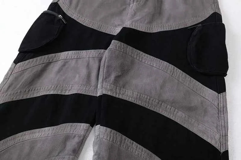 Vintage Hip Hop Patchwork Denim Cargo Jeans