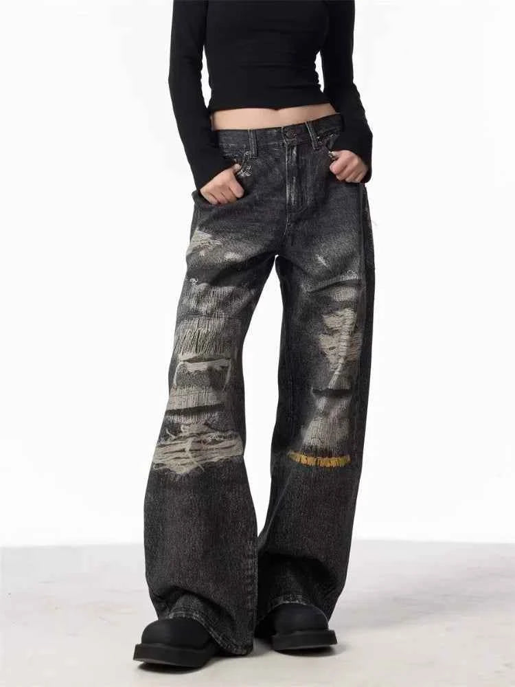 Vintage Streetware Black Ripped Baggy Jeans