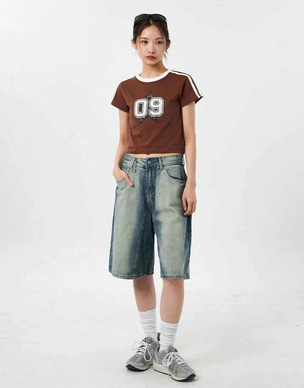 Vintage Ombre Wide Leg Denim Short