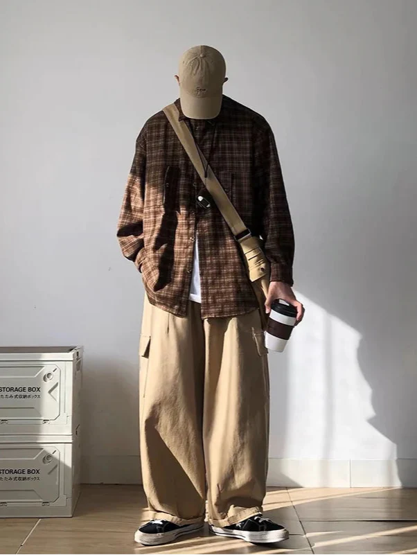 Cozy Plaid Oversized for Fall Long Sleeve Shirt - Luxuryurbanwear