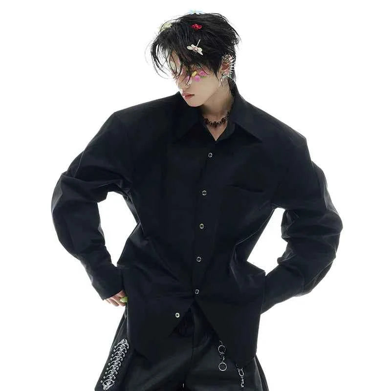 Embroidered Lapel with Contrast Color Shirt