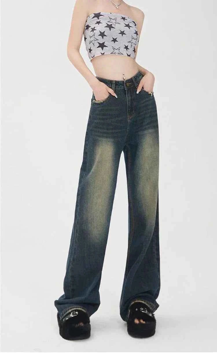 Women Streetware High Waist Wide Leg Jeans
