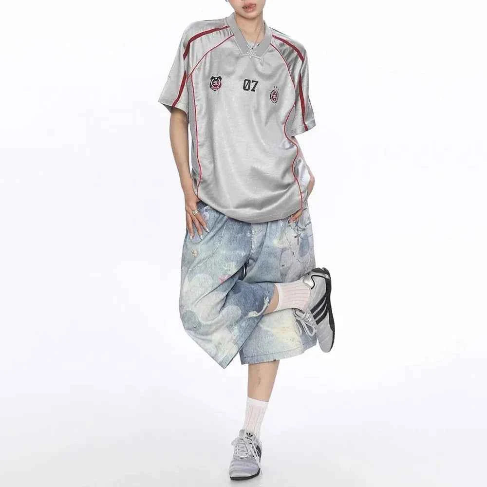 American Summer Short-Sleeved Leather T-Shirt