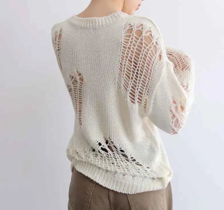 Women Autumn Hollow Out Knitted Sweater
