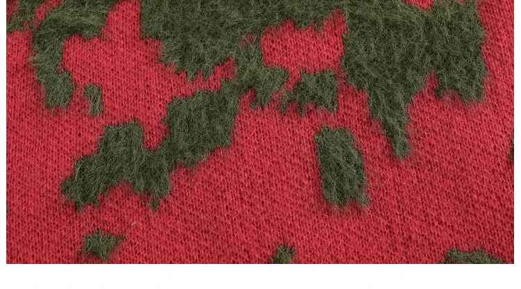 Christmas Contrast Color Lapel Knitwear Sweater