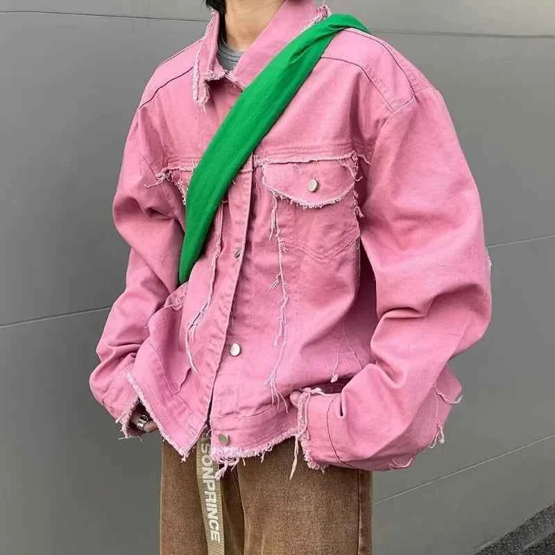 Frayed Retro Workwear Denim Jacket