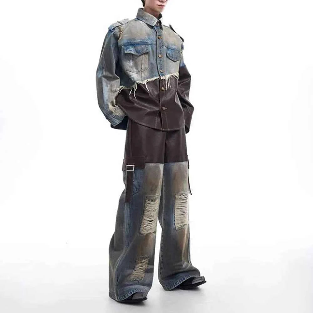 Versatile Patchwork Denim & Leather Jacket