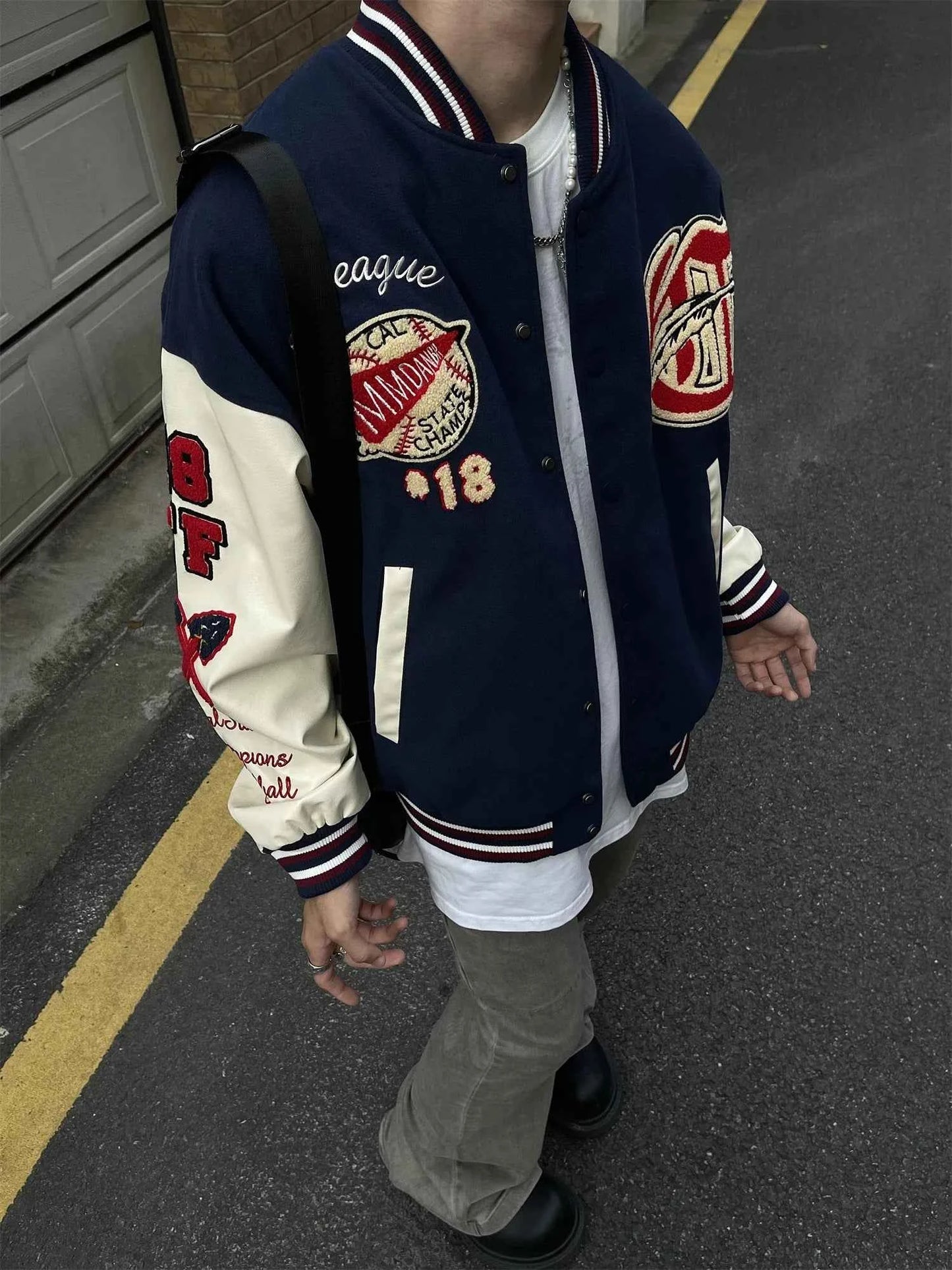 Vintage Embroidered Baseball Patchwork Varsity Jacket