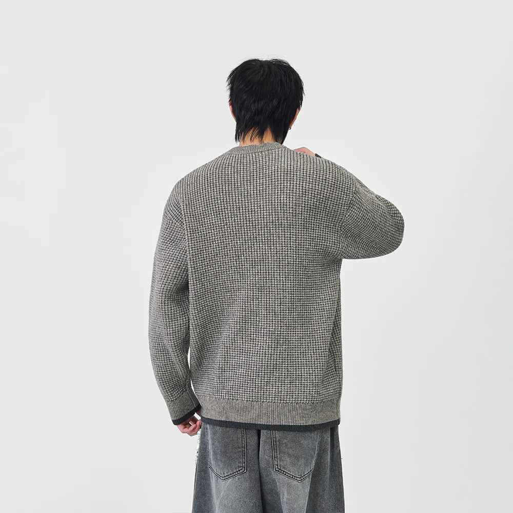 Y2K Cozy Crew Neck Waffle Knit Sweater