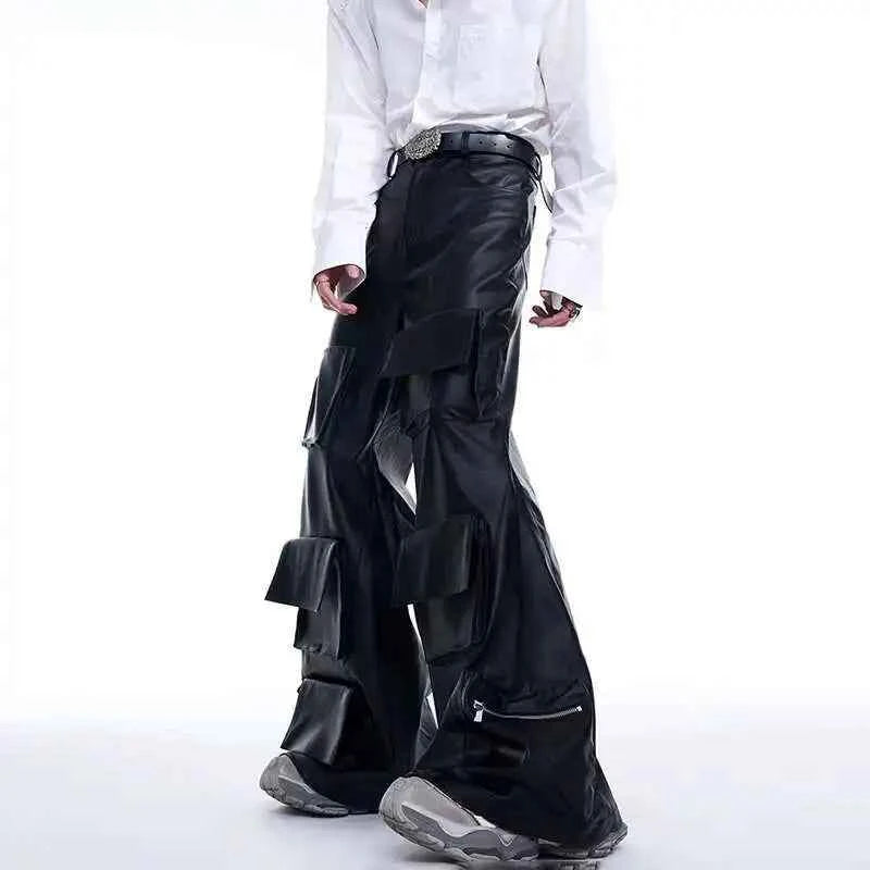 Stylish Timeless Fit High Street Leather Cargo Pants