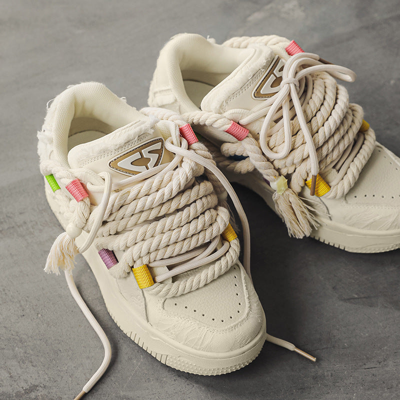 Rope Multicolor Chunky Shoes - Industrial Laced Platform Trainers | LuxuryUrbanwear
