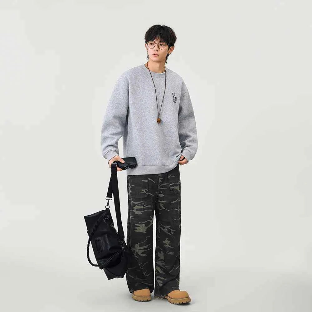 Cozy Embroidered Logo Crew Neck Sweatshirt