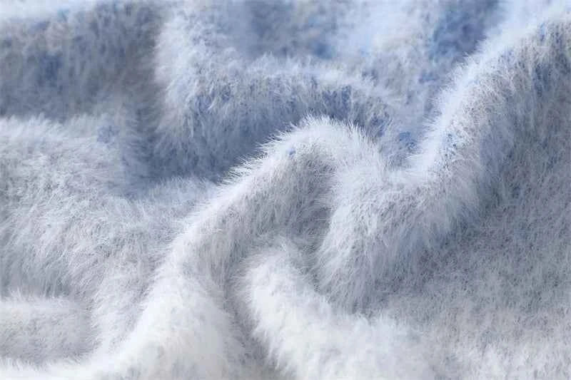 Fashionable Sky Ombre Gradient Fuzzy Sweater