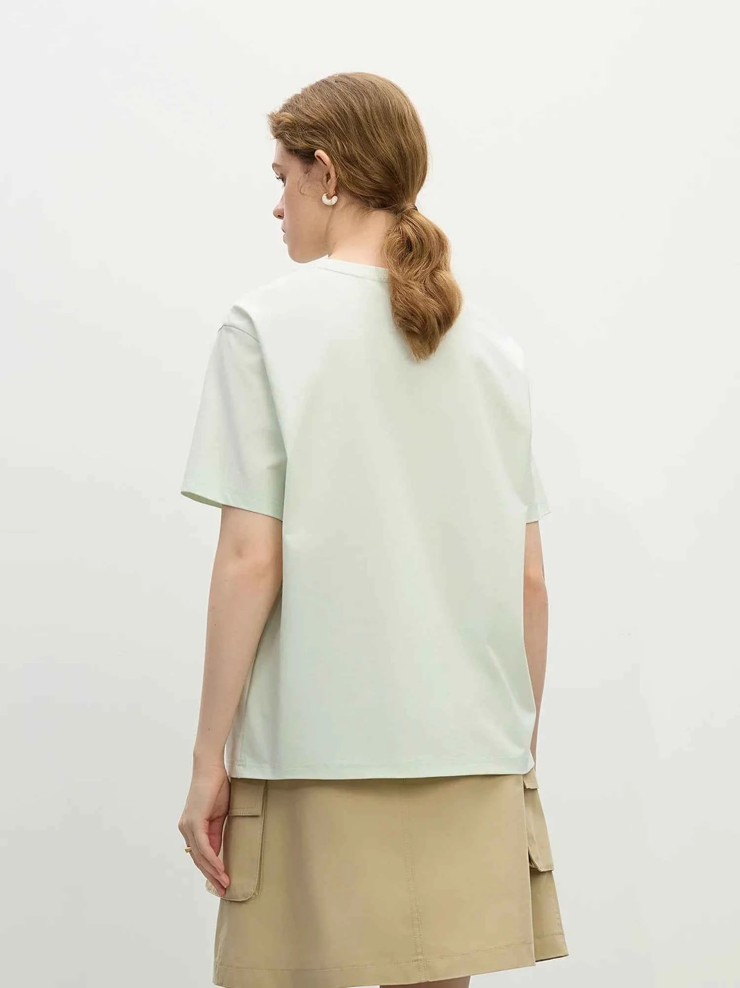 Women Versatile Retro Loose Round Neck Alphabet T-Shirt