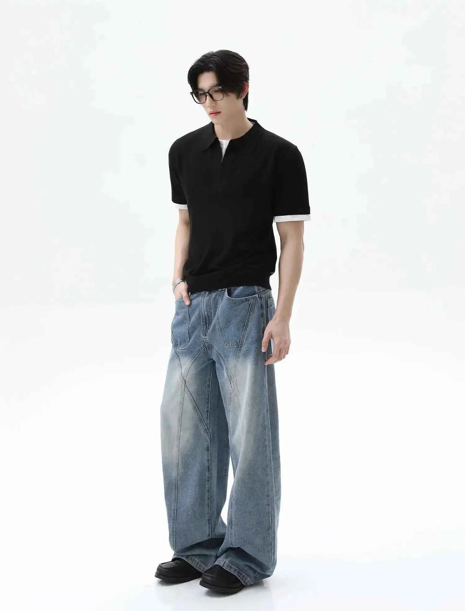 Cleanfit Lapel Contrast Color Casual Polo T-Shirt