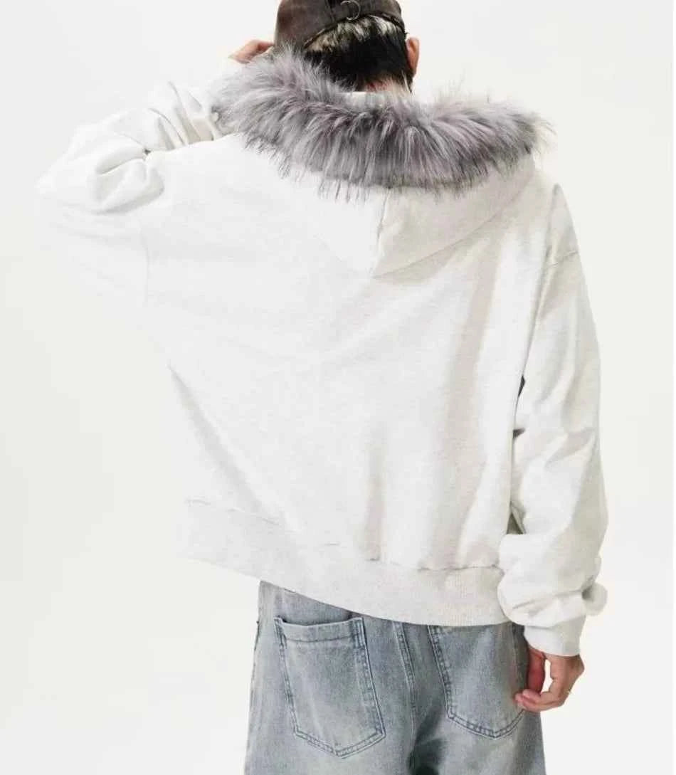 Autumn Japanese Edge Fur Collar Hoodied Sweatshirt
