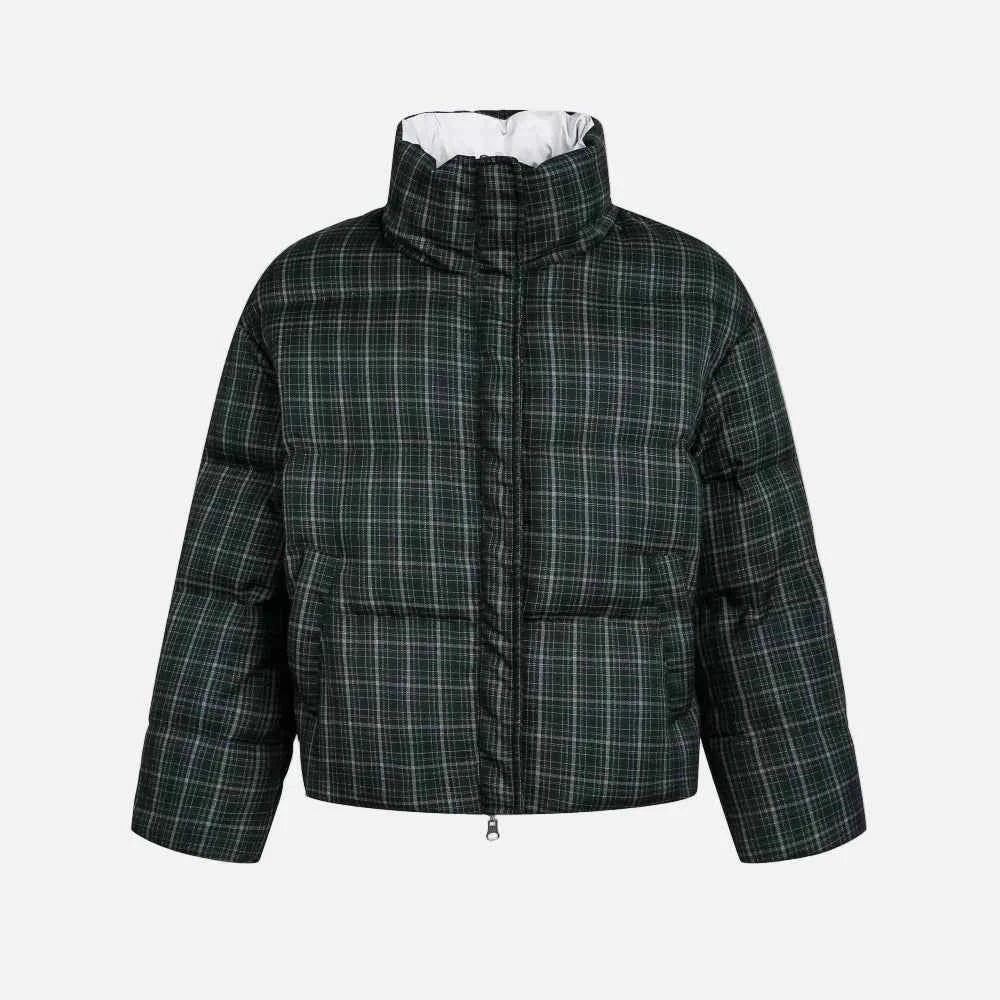 Warm Plaid Double Sided Down Puffer Jacket
