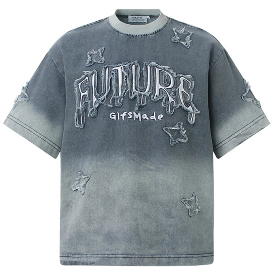 Star Patchwork Streetwear Oversized T-shirts