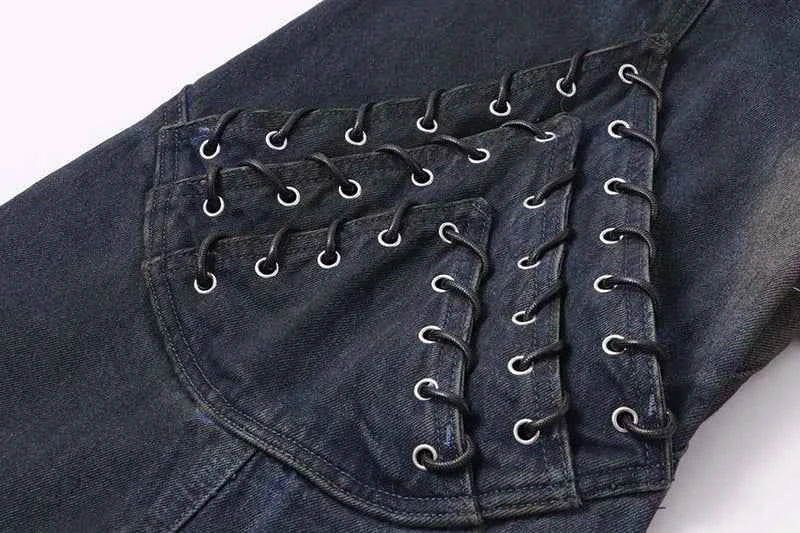 Vintage Ripped Washed Patchwork Denim Jeans