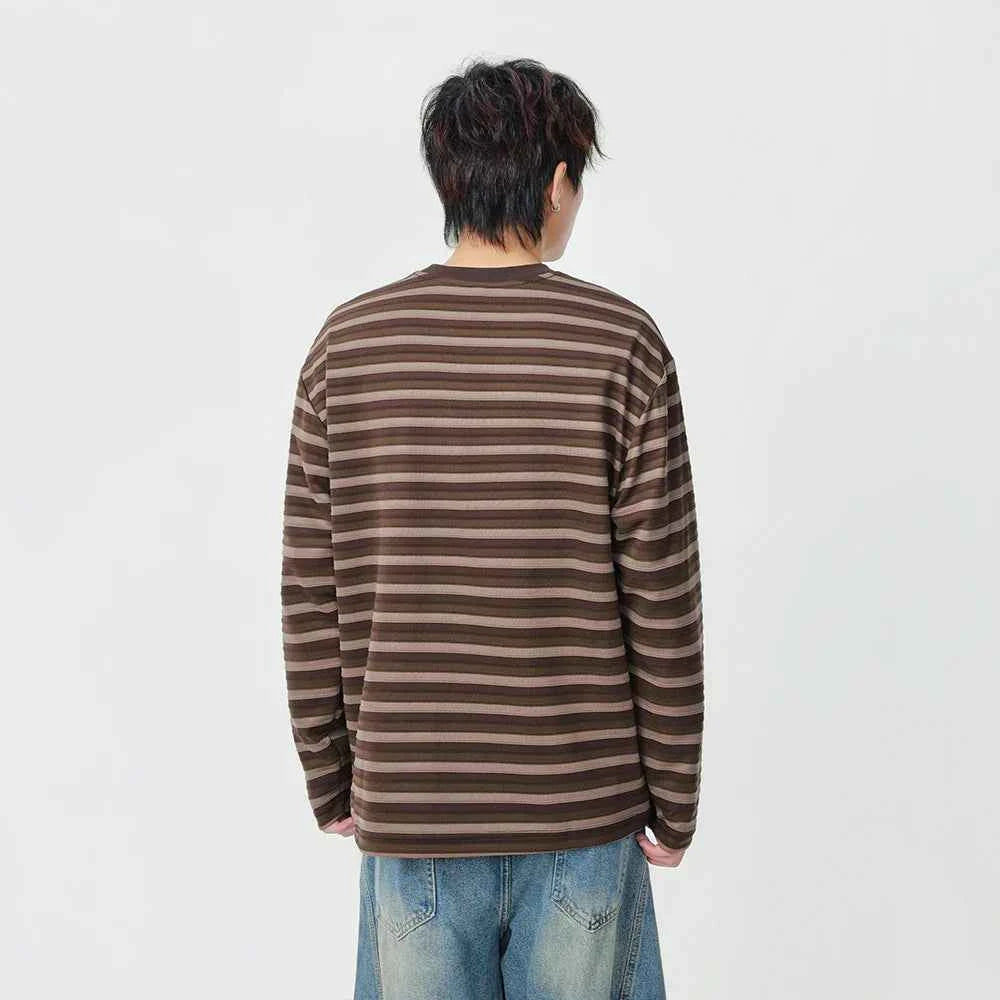 Insulated Casual Striped Long Sleeve T-Shirt