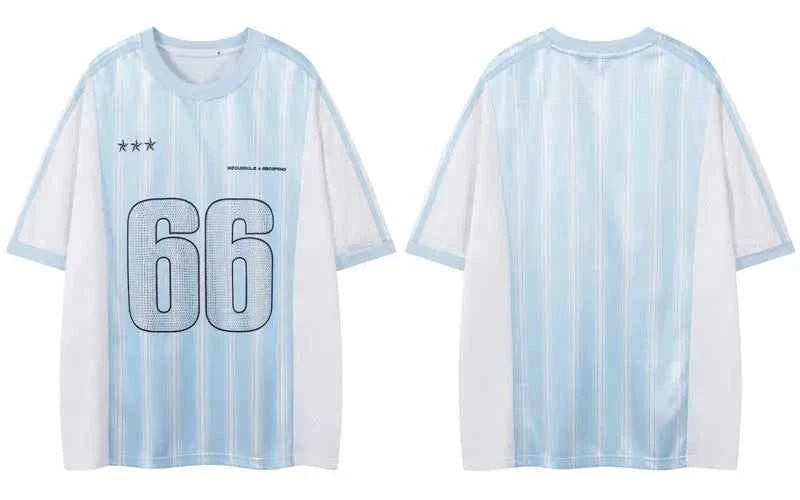 Rhinestone Flexible Mesh Jersey Sport T-Shirt