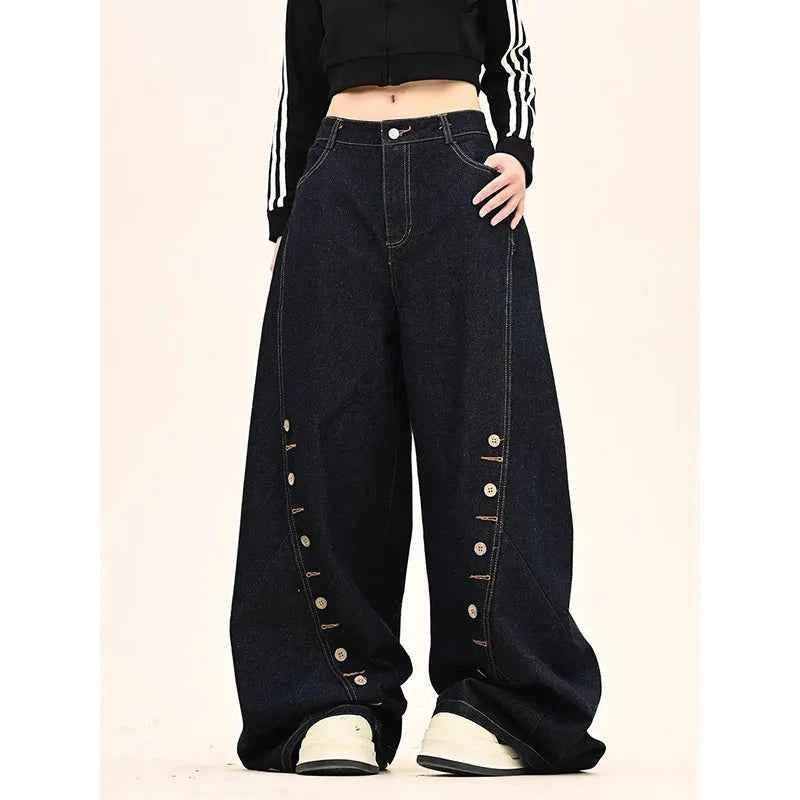 Insulated 90s Style High Waist Wide Leg Jeans