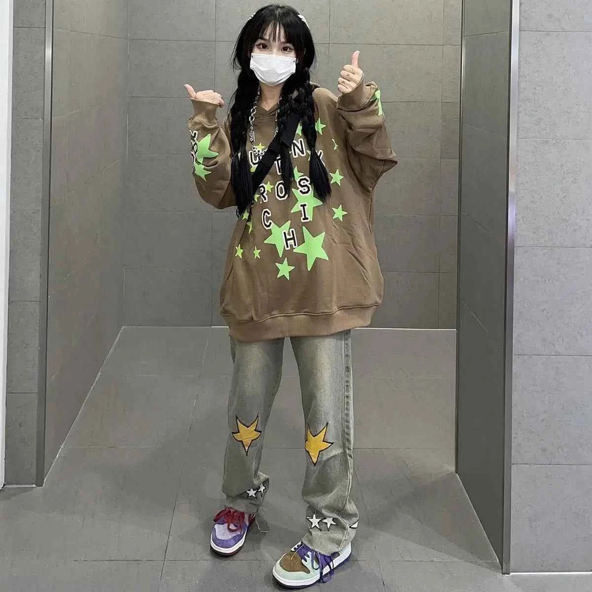 High Waist Vintage Star Hip Hop Jeans