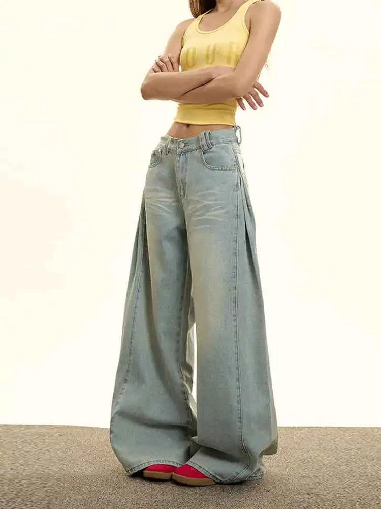 Women Long-lasting Oversize Ripped Blue Denim Jeans
