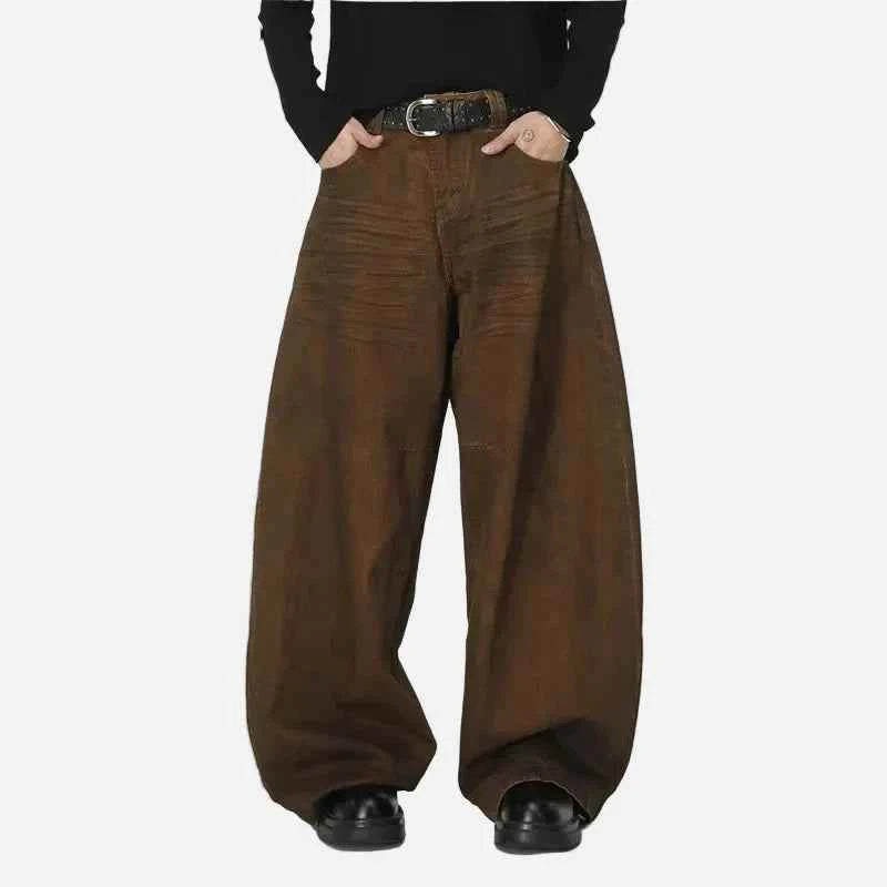 American Style Washed Brown Distressed Jeans